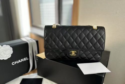 Click to view full screen Chanel Double Flap Caviar Black Designer Handbags photo review