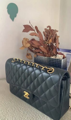 Click to view full screen Chanel Double Flap Caviar Black Designer Handbags photo review