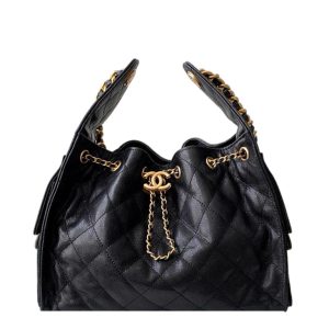 Chanel Black Quilted Shiny Calfskin Leather / Abrasive Sand Leather / Quilted Caviar Leather Shoulder Bags