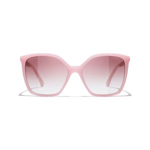 CHANEL square frame glasses pink color size 57-17-140